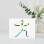 Qigong Stickman Postkarte (Stehend Vorderseite)