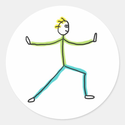 Qigong Stickman Runder Aufkleber (Vorderseite)