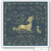 Qilin an der Erholung Golden Tapestes Aufkleber (Vorderseite)