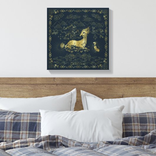 Qilin an der Erholung Golden Tapestes Leinwanddruck (Insitu (Schlafzimmer))