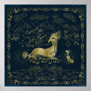 Qilin an der Erholung Golden Tapestes Poster