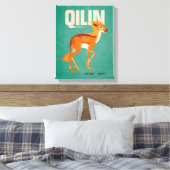 Qilin Vintage Graphic Leinwanddruck (Insitu (Schlafzimmer))
