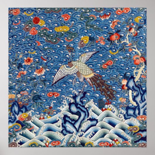 Qing-Dynastie-Rank-Abzeichen für Peacock Poster (Vorne)