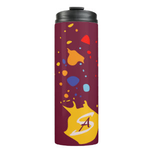 Qirky Paint Drips Dunkelviolett Monogrammiert  Thermosbecher