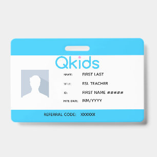 QKids ESL Lehrer ID Ausweis