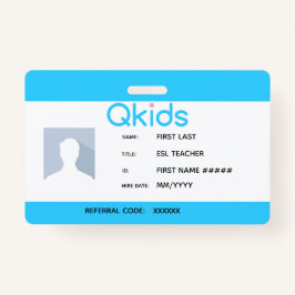 QKids ESL Lehrer ID Ausweis