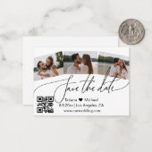 QR 3 Fotos Collage Save the Date modern Mitteilungskarte (Vorderseite/Rückseite Beispiel)
