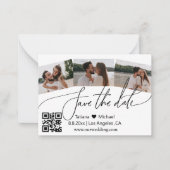 QR 3 Fotos Collage Save the Date modern Mitteilungskarte (Vorderseite)