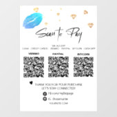 *~* QR 3 ZAHLUNG Diamanten LIPS Girly Glam Fensteraufkleber (Blatt)