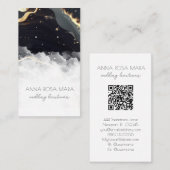 *~* QR Agate Black Gold Marmor Glam Luxe AP66 Visitenkarte (Vorne/Hinten)