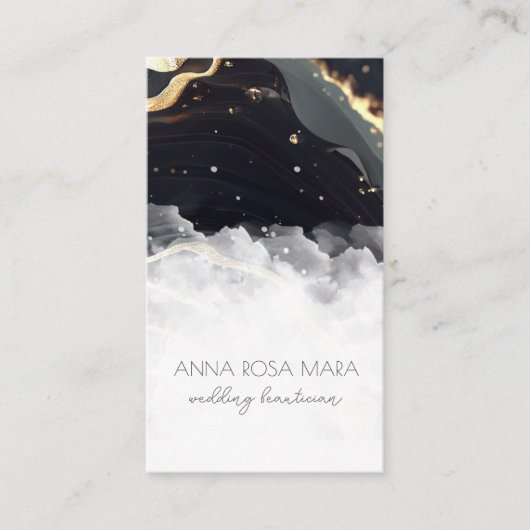 *~* QR Agate Black Gold Marmor Glam Luxe AP66 Visitenkarte (Vorderseite)