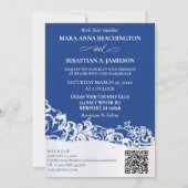 *~* QR Agate Blue Gold UAWG AR2 Marmorhochzeit Einladung (Rückseite)