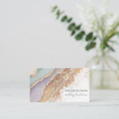 *~* QR Agate Lavender Mauve Gold Glitzer AP66 Luxe Visitenkarte (Stehend Vorderseite)