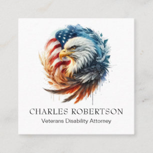 *~* QR American Flag Bald Eagle - AP16 Quadratische Visitenkarte