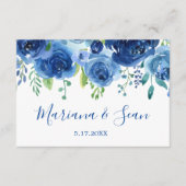 QR-Antwortkarte für Hochzeiten mit blauem Flor Dankeskarte (Vorderseite)