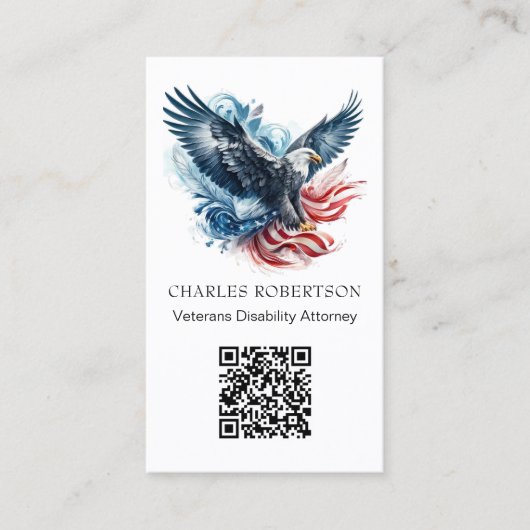 *~* QR - AP16 American Flag Bald Eagle - Foto Visitenkarte (Vorderseite)