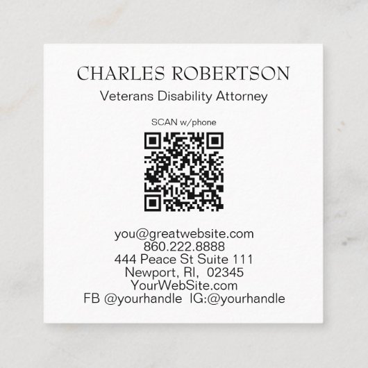 *~* QR AP16 American Flag USA . Bald Eagle Quadratische Visitenkarte (Rückseite)