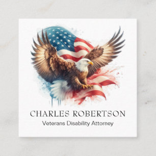 *~* QR AP16 American Flag USA . Bald Eagle Quadratische Visitenkarte