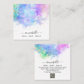 *~* QR AP26 OPAL Prism Rainbow Ethereal Dandelion Quadratische Visitenkarte (Vorne/Hinten)