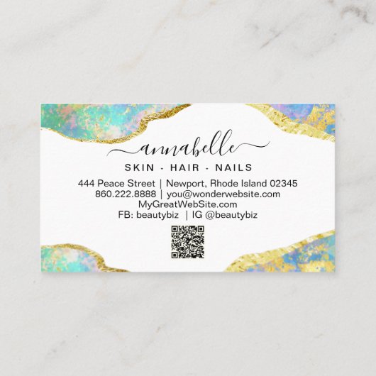 *~* QR AP26 OPAL Rainbow Gold Glitzer Ethereal  Visitenkarte (Rückseite)