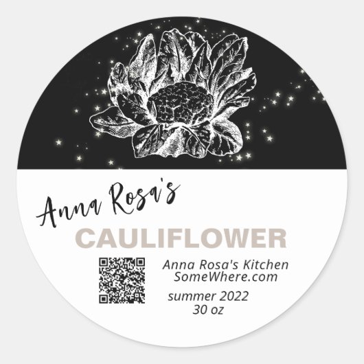 *~* QR AP30 CAULIFLOWER DEHYDRATED CANNING FREEZE RUNDER AUFKLEBER (Vorderseite)