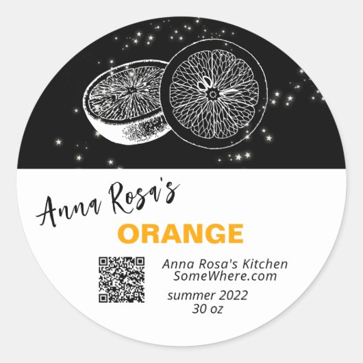 ** QR AP30 ORANGE . ENTHYDRATED CANNING FREEZE RUNDER AUFKLEBER (Vorderseite)