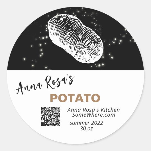 ~* QR AP30 POTATO + DEHYDRATED CANNING FREEZE RUNDER AUFKLEBER (Vorderseite)