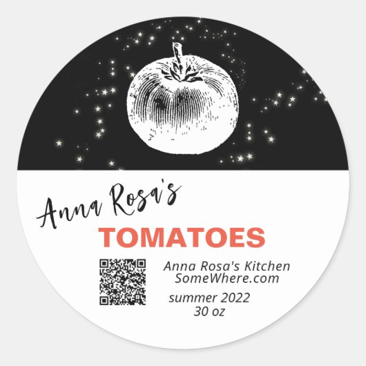 *~* QR AP30 TOMATO - DEHYDRATED CANNING FREEZE RUNDER AUFKLEBER (Vorderseite)