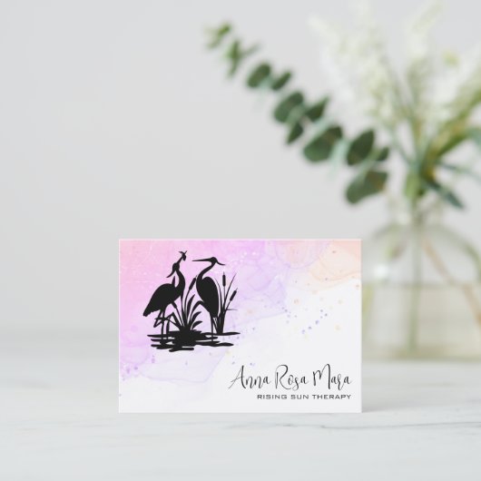 *~* QR AP46 Elegant Ethereal Beach Marsh Heron Visitenkarte (Stehend Vorderseite)