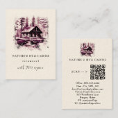 *~* QR AP49 Rustic Log Cabin Hütte Lodge Visitenkarte (Vorne/Hinten)