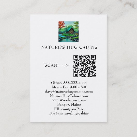 *~* QR AP49 Summer Stream Rustic Cabin Hütte Visitenkarte (Rückseite)