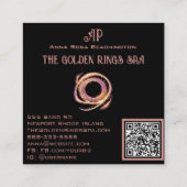 *~* QR AP65 Gold Rings Glitzer Black Quadratische Visitenkarte (Rückseite)