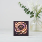 *~* QR AP65 Gold Rings Glitzer Black Quadratische Visitenkarte (Stehend Vorderseite)