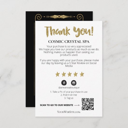 *~* QR AP8 DANK IHNEN Gold Star Review Tarot Begleitkarte (Vorne/Hinten)