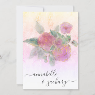 *~* QR AR12 Florales Damast-RSVP Rosen-Hochzeitsei Einladung