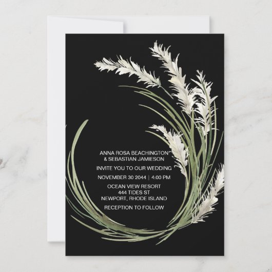 *~* QR AR21 UAWG Pampas Grass Botanische WEDDING Einladung (Vorderseite)