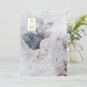 *~ QR AR26 Initials White Rose UAWG Rustic Wedding Einladung (Stehend Vorderseite)