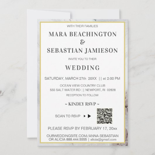 *~ QR AR26 Initials White Rose UAWG Rustic Wedding Einladung (Rückseite)