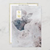 *~ QR AR26 Initials White Rose UAWG Rustic Wedding Einladung (Vorne/Hinten)