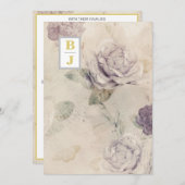 *~ QR AR26 UAWG Vintage Initials Blumenhochzeit Einladung (Vorne/Hinten)