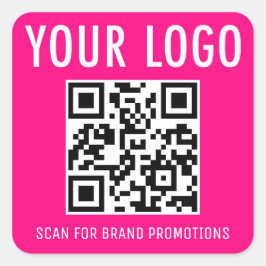QR-Aufkleber für das Business-Logo in Hot-Pink Quadratischer Aufkleber
