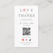 QR Baby Pink Button Love & Thanks Photo Supporting Visitenkarte (Vorderseite)