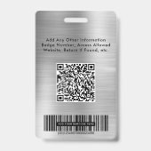 QR-Bar-Codes für das Foto eines Mitarbeiters Ausweis (Rückseite)