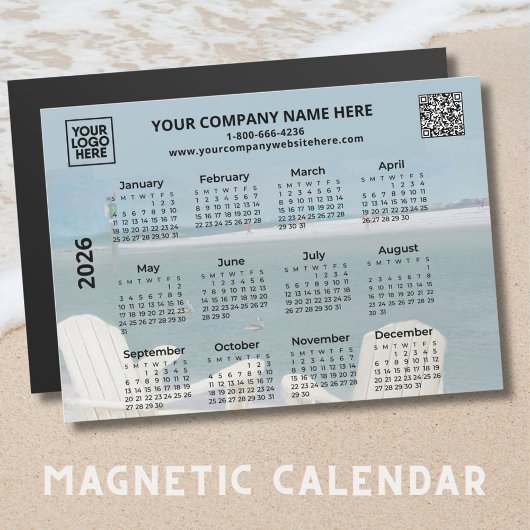 QR Beach Calendar Magnet für 2026-Firmenlogo
