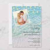 QR Beach Foto String Lichter alle in einer Hochzei Einladung (Vorderseite)
