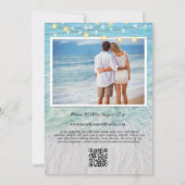 QR Beach Foto String Lichter alle in einer Hochzei Einladung (Rückseite)