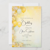 QR Birthday Vivid Lemon Yellow Floral Einladung (Vorderseite)