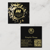 *~* QR Black Gold Glitzer Dramatischer Elegant AP6 Quadratische Visitenkarte (Vorne/Hinten)