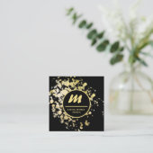 *~* QR Black Gold Glitzer Dramatischer Elegant AP6 Quadratische Visitenkarte (Stehend Vorderseite)