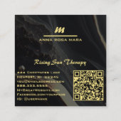 *~* QR Black Gold Glitzer Dramatisches Monogramm A Quadratische Visitenkarte (Rückseite)